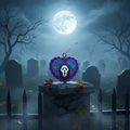 Ghost Face Freshie in a Halloween graveyard setting
