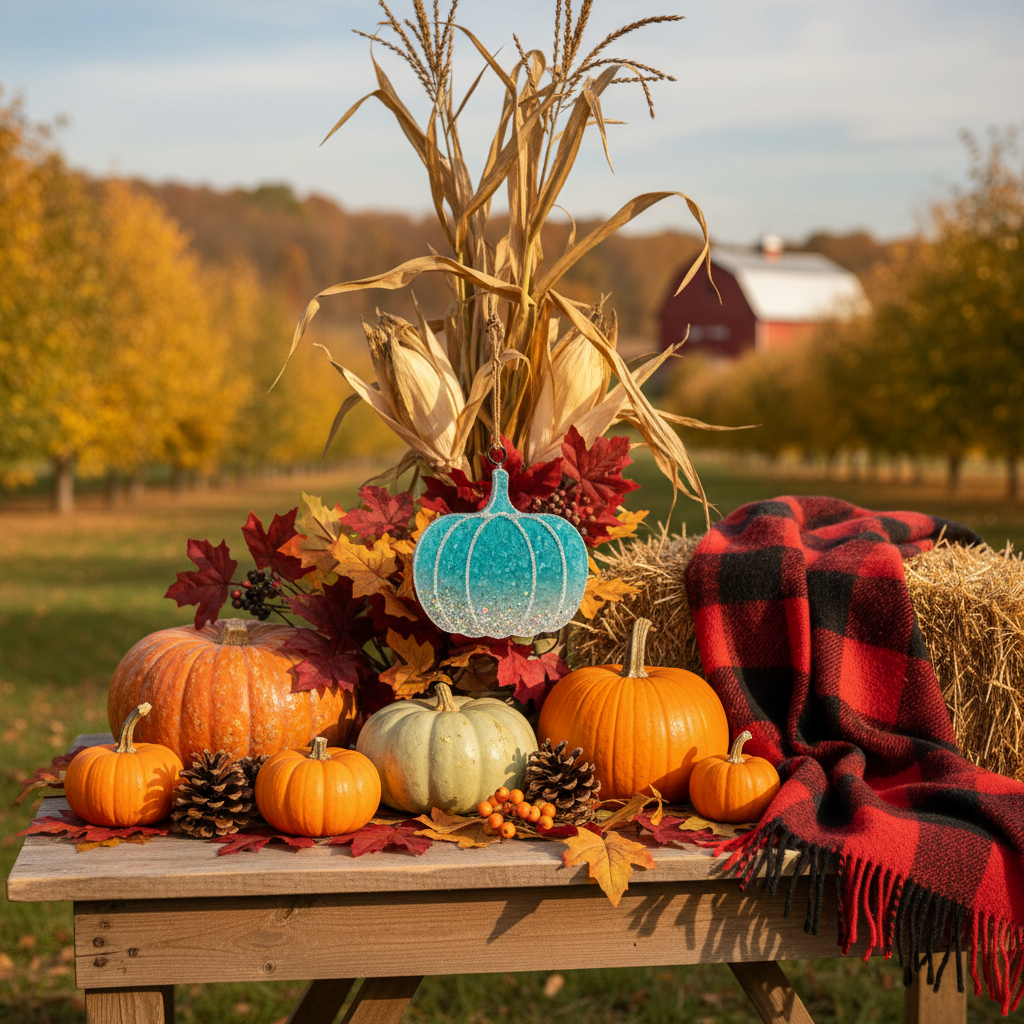 Pumpkin Freshie in a fall harvest setting