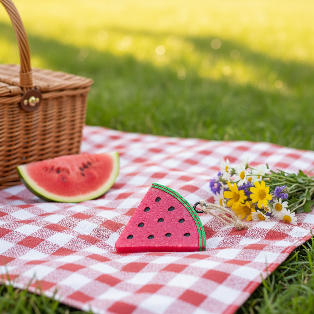 Watermelon Slice Freshie in a picnic setting